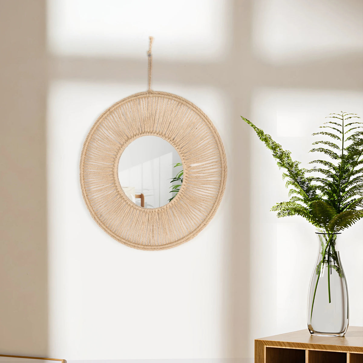 VILZSTUDIOS Handmade hemp rope mirror decoration mirror living room background decoration hallway shopping mall famous hotel wall decor
