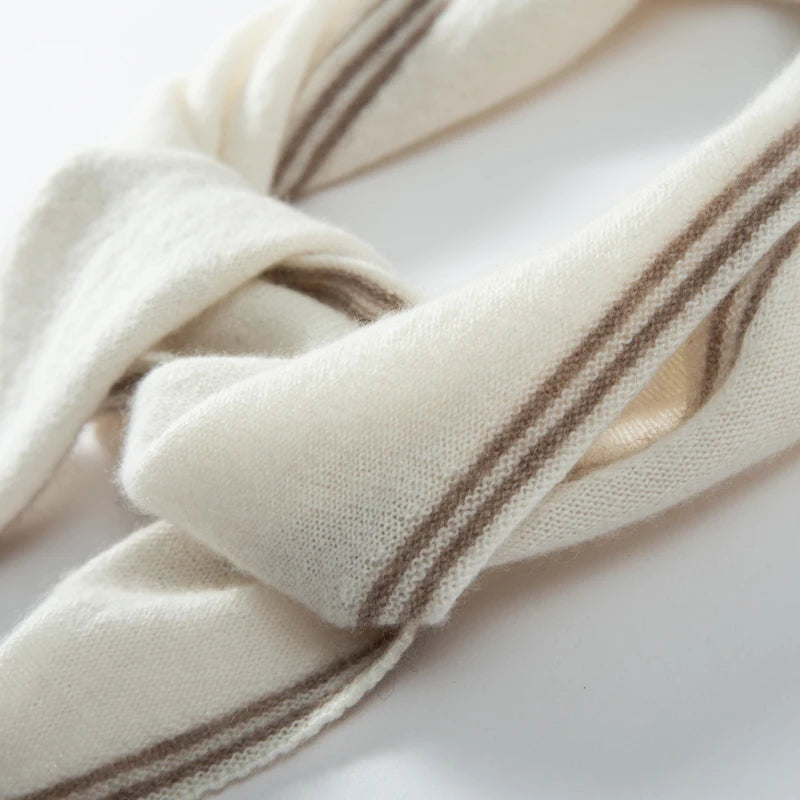 VILZSTUDIOS High Quality Autumn Winter Women 100% Cashmere Scarves 2025 NoveltyTriangular  Knitted Warm Female Scarf Shawl130*35