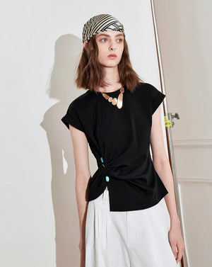 VILZSTUDIOS Lyocell Twisted Design Cotton T-Shirt