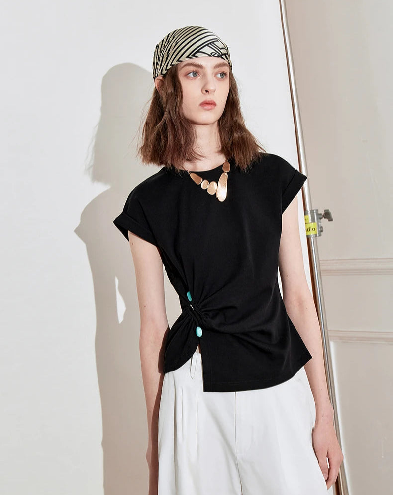 VILZSTUDIOS Lyocell Twisted Design Cotton T-Shirt