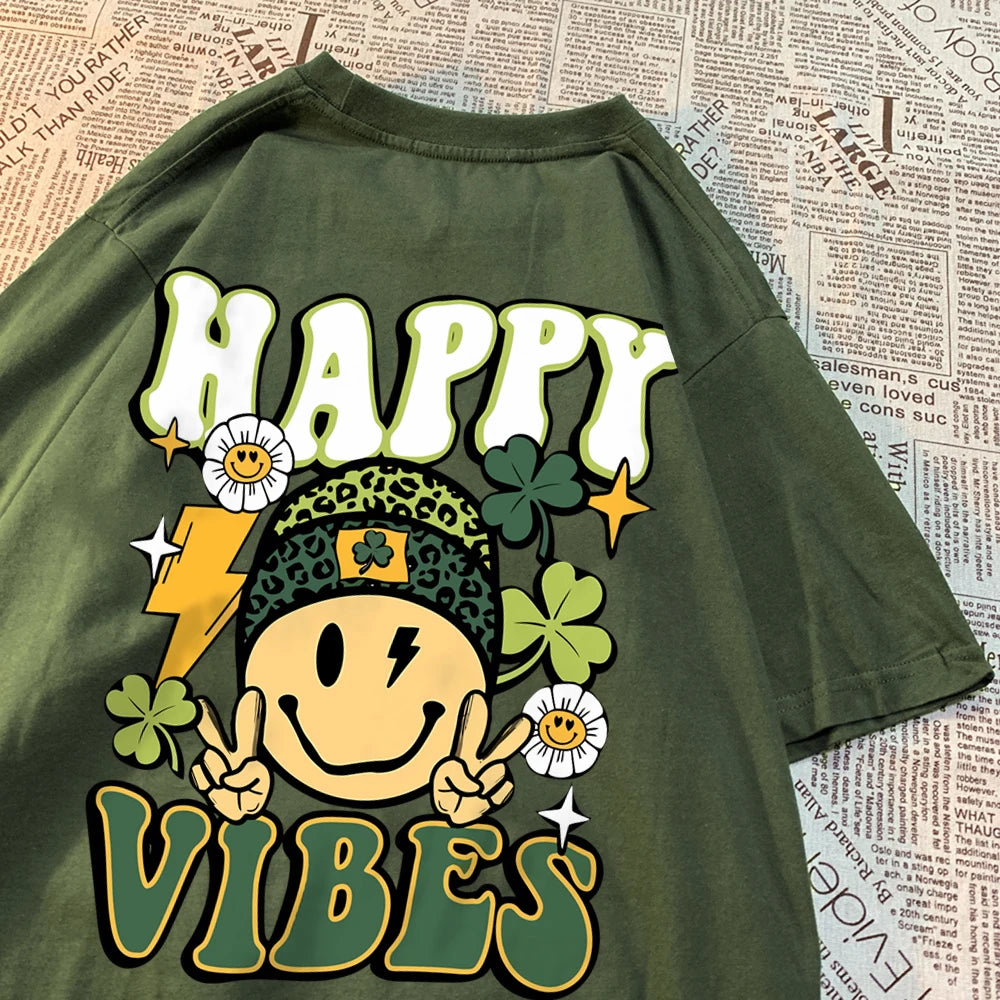 VILZSTUDIOS Happy Vibes Round Neck T-Shirt