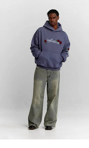 VILZSTUDIOS Vintage Washed Embroidery Boxy Hoodies