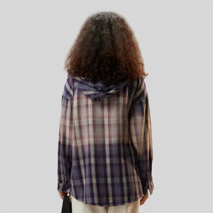VILZSTUDIOS Luxury Plaid Hooded Pure Cotton Shirt
