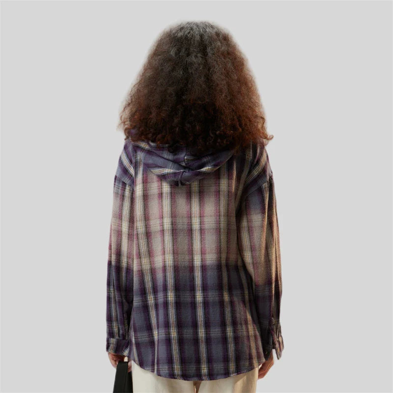 VILZSTUDIOS Luxury Plaid Hooded Pure Cotton Shirt