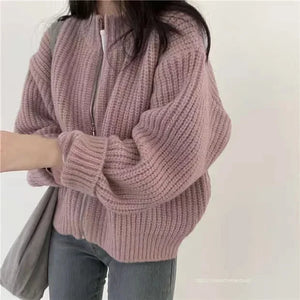 VILZSTUDIOS Chic Oversized Zipped-Up Cardigan