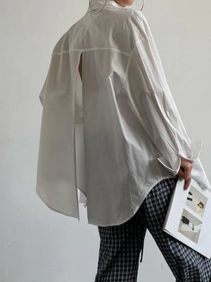 VILZSTUDIOS Chic Loose Fit Split Back Shirt