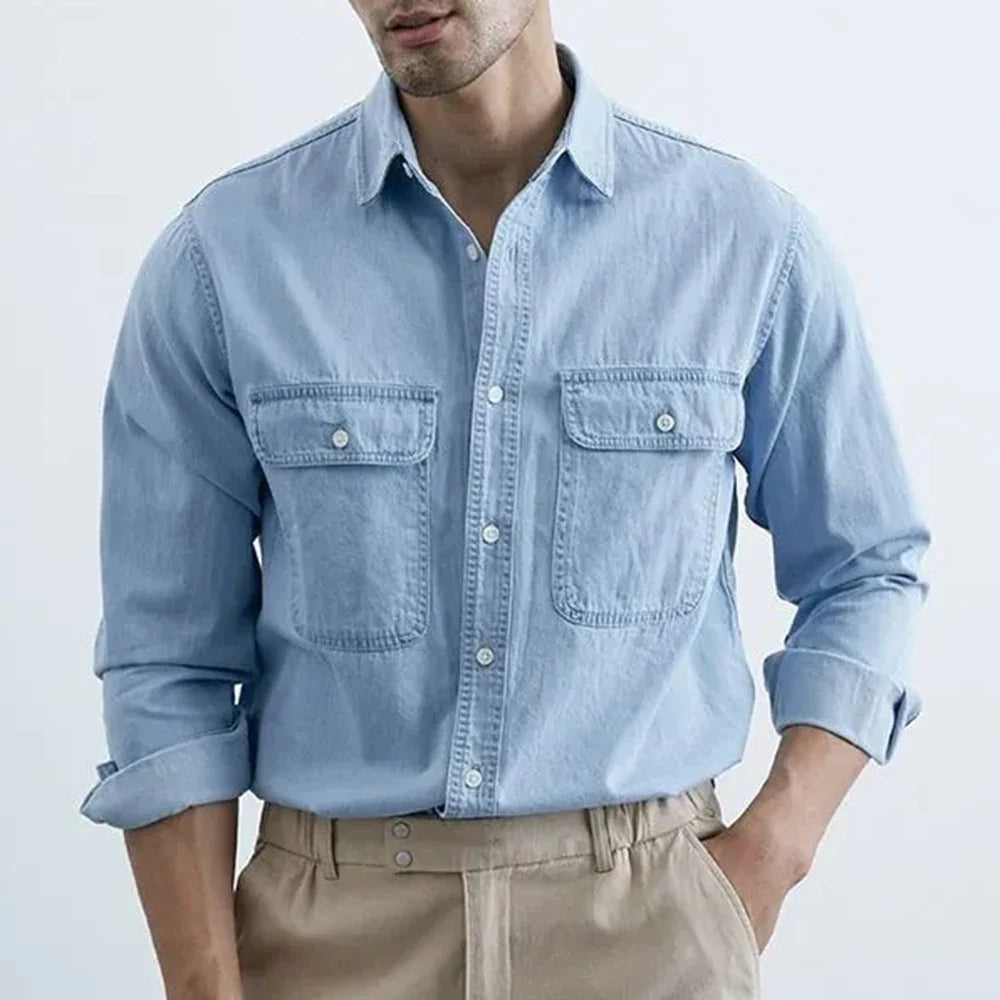 VILZSTUDIOS Front Pockets Long-Sleeve Denim Shirt