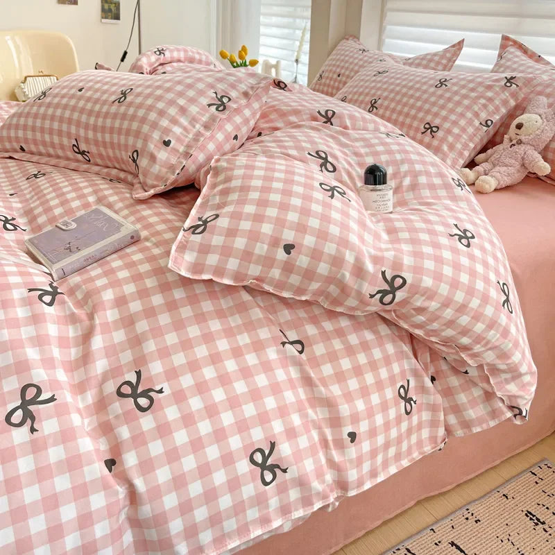 VILZSTUDIOS Soft Plaid Queen Size Duvet Bedding Set