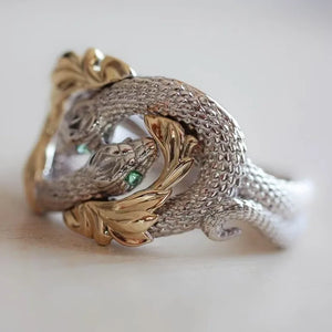 VILZSTUDIOS Silver Charm Green Stone Flower Ring
