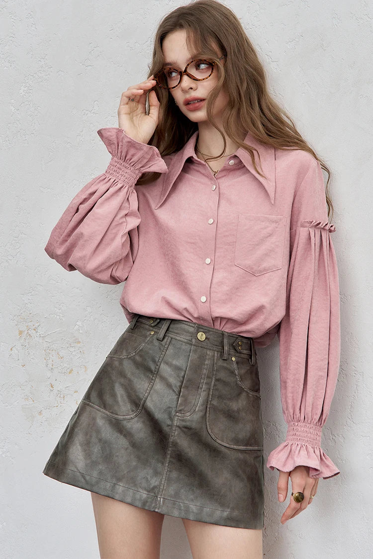 VILZSTUDIOS Vintage A-Line PU Leather Mini skirt