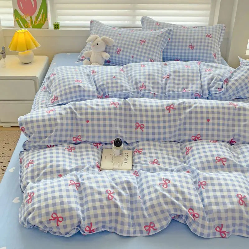 VILZSTUDIOS Soft Plaid Queen Size Duvet Bedding Set