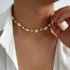 VILZSTUDIOS Vintage Crystal Bead Shell Necklace