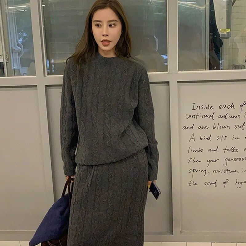 VILZSTUDIOS Cozy Wool Two-Piece Sweater & Skirt Set