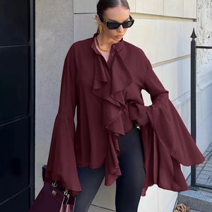 VILZSTUDIOS Elegant Ruffled Chiffon Blouse