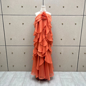 VILZSTUDIOS Elegant Handmade Ruffle Y2K Neck Dress