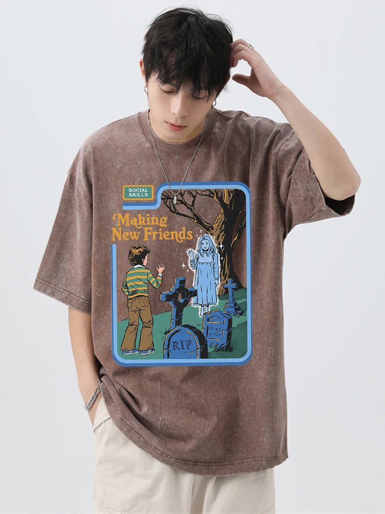 VILZSTUDIOS Retro Washed Oversized Soft Cotton T-Shirt