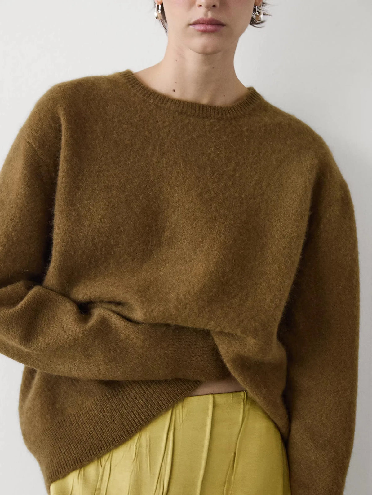 VILZSTUDIOS Brown Slouchy Round Neck Sweater