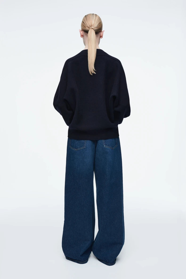 VILZSTUDIOS Navy Casual Round Neck Sweater