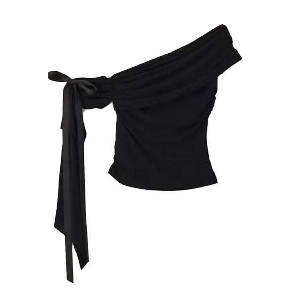 Elegant Asymmetric Ruffled Sleeveless Crop Top