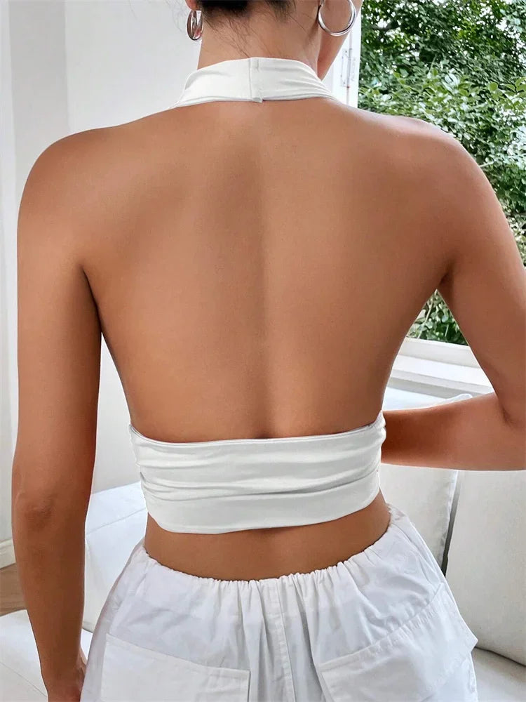 VILZSTUDIOS Grunge Punk Backless Cropped Halter Top