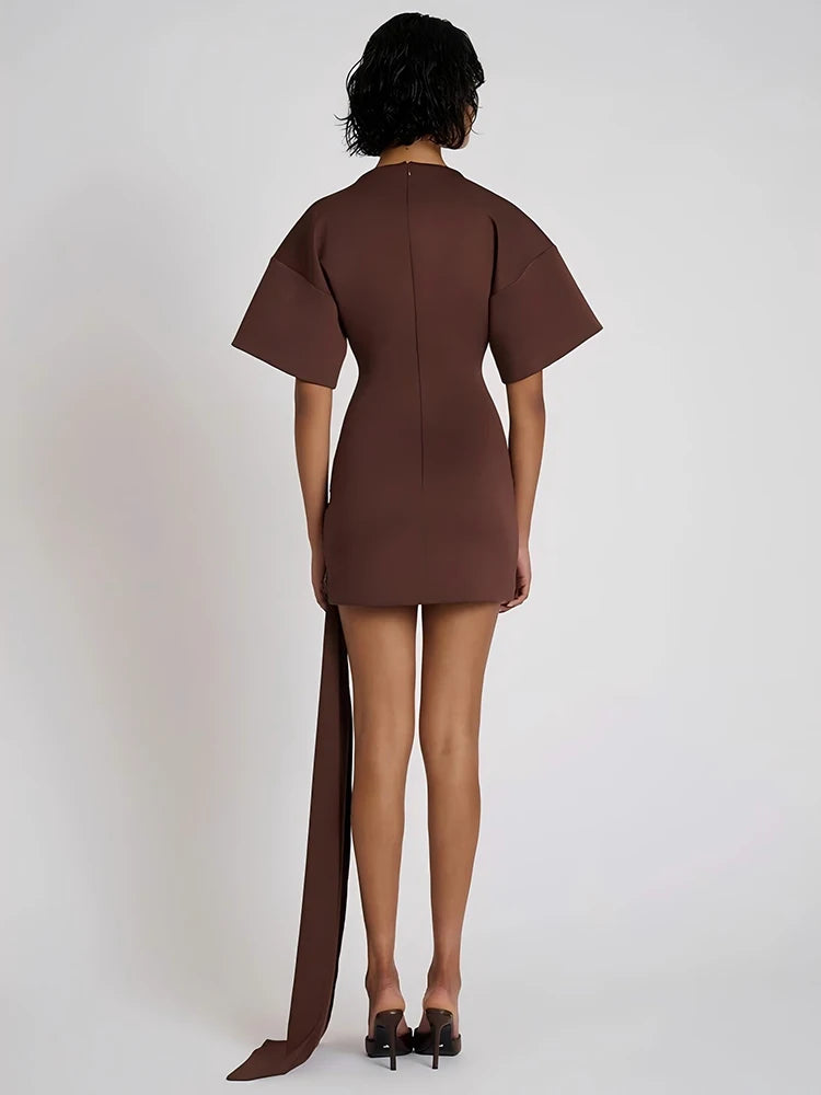 VILZSTUDIOS Short Sleeve Ruched Sexy Mini Dress
