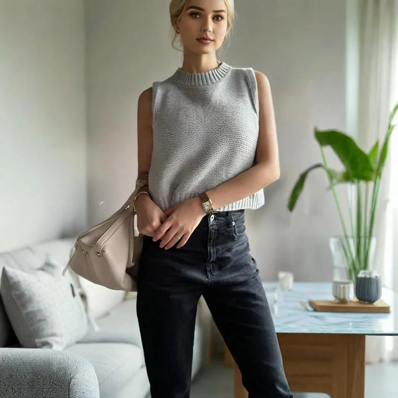 VILZSTUDIOS Cozy Bows Sleeveless Sweater