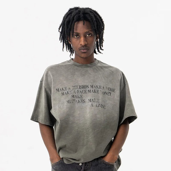 Vibrant Graphic Print Washed T-Shirt
