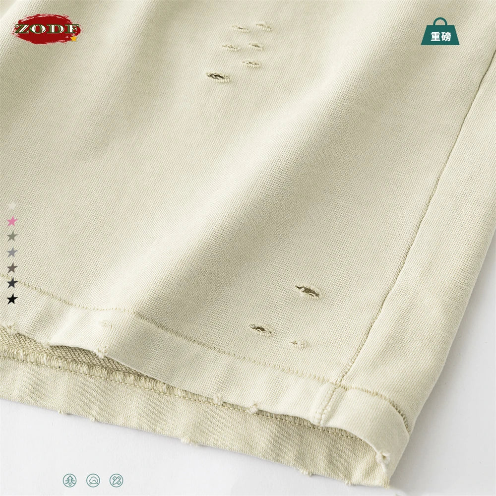 VILZSTUDIOS Retro Distressed Drawstring Cotton Shorts