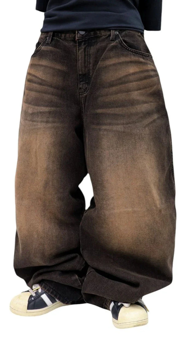 Retro-Punk-Baggy-Jeans mit niedriger Taille