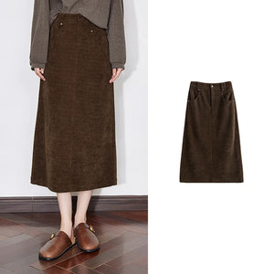 VILZSTUDIOS Thickened Elastic Waist A-Line Winter Skirt