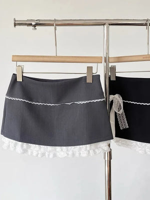 VILZSTUDIOS Spicy Lace Patchwork Mini Skirt