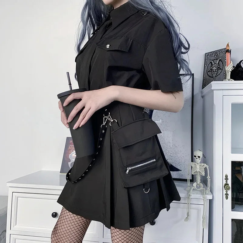 VILZSTUDIOS Gothic Punk Black High Waist Mini