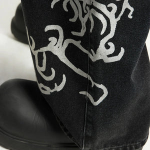 VILZSTUDIOS Black Graphic High Street Wide Jeans