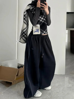 VILZSTUDIOS Chic Striped Oversized Parachute Pants
