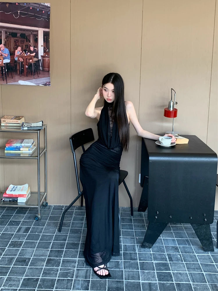VILZSTUDIOS Elegant Black Lace Evening Mermaid Dress