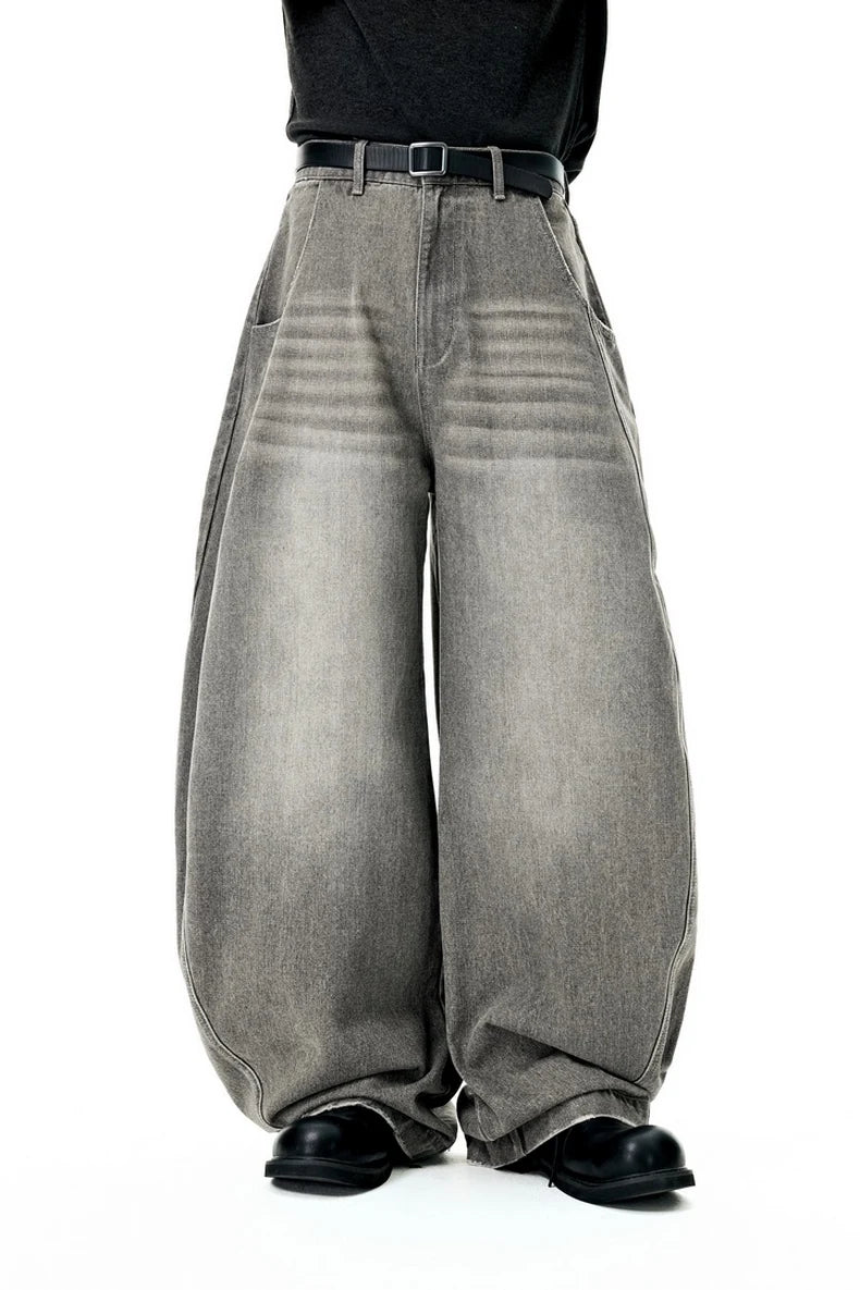 VILZSTUDIOS Oversized Washed Denim Wide Jeans
