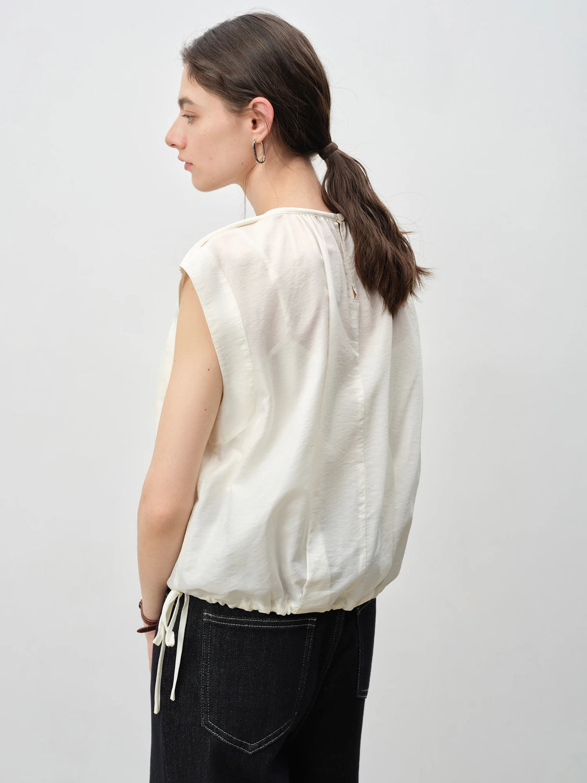 VILZSTUDIOS Luxury French Inspired Sleeveless Satin Blouse