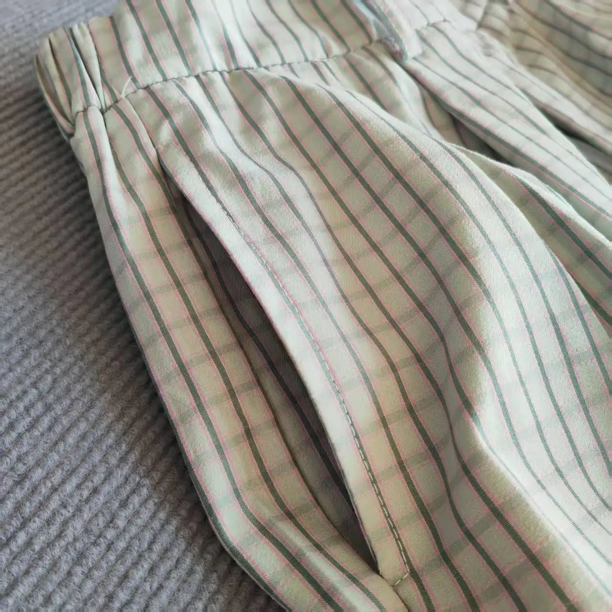 VILZSTUDIOS White Loose Striped Wide Leg Pants