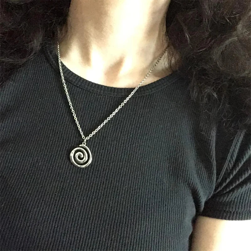 VILZSTUDIOS Spiral Vortex Pendant Vintage Couple Necklace