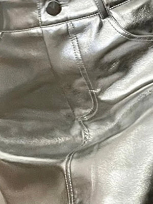 VILZSTUDIOS Shiny Pink Silver Reflective Patent Leather Skirts