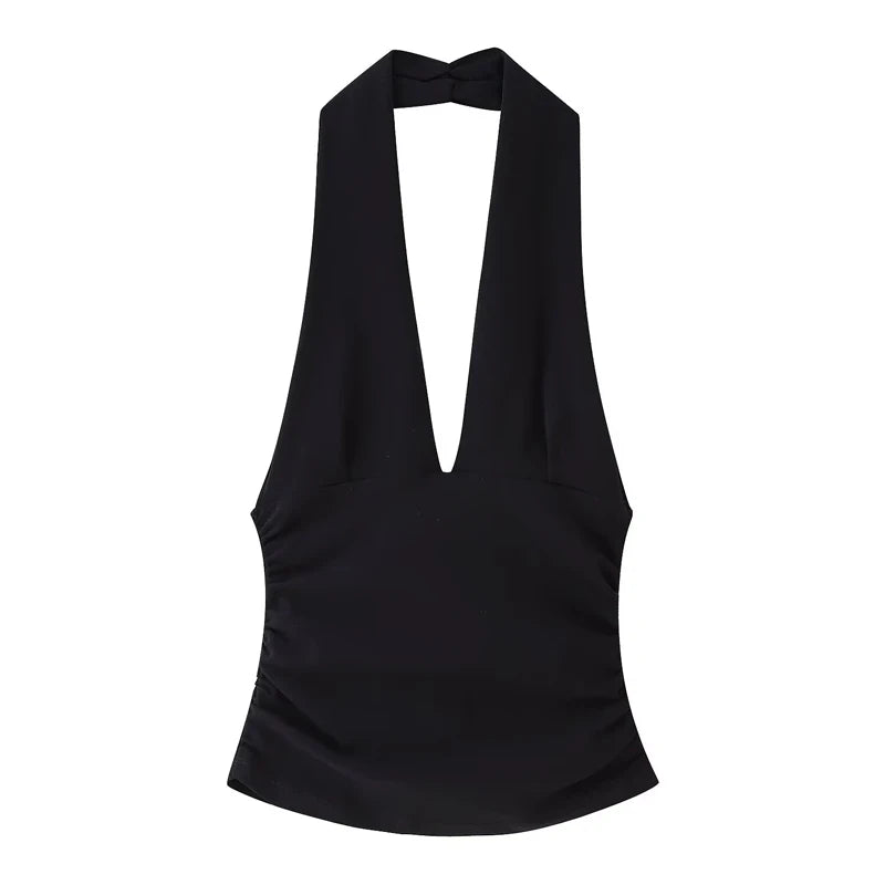 VILZSTUDIOS Deep V Neck Backless Halter Top