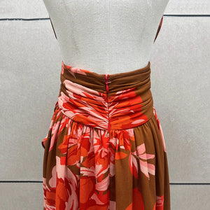 VILZSTUDIOS Floral Printed Backless Slim Fit Dress