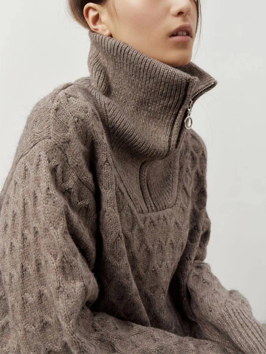 VILZSTUDIOS Chunky Cable Knit Turtleneck Sweater