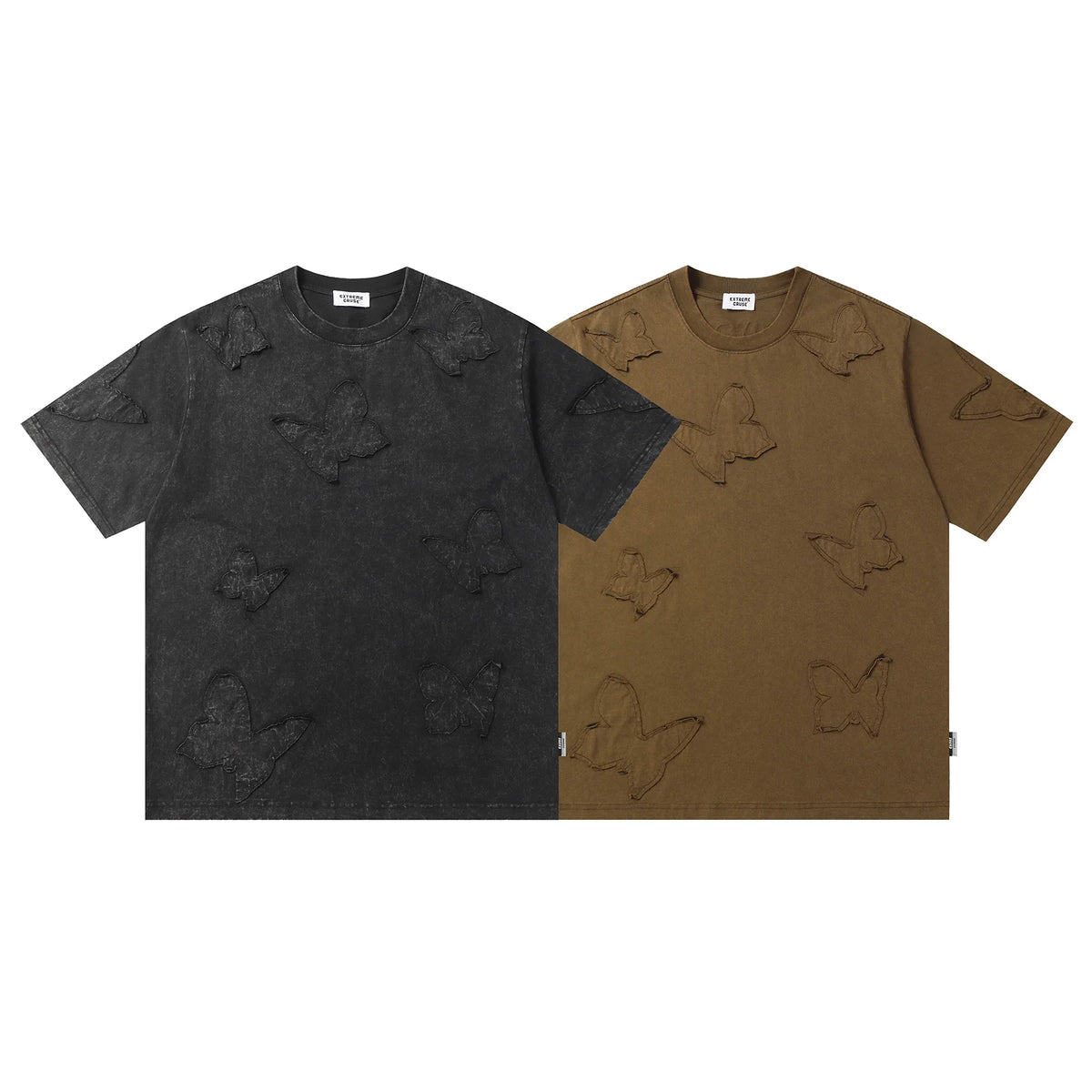 VILZSTUDIOS Vintage Washed Butterfly Applique T-Shirt