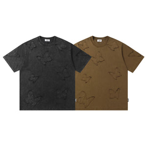 VILZSTUDIOS Vintage Washed Butterfly Applique T-Shirt