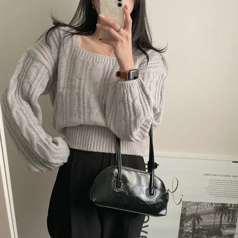 VILZSTUDIOS Elegant Lantern Sleeve Sweater
