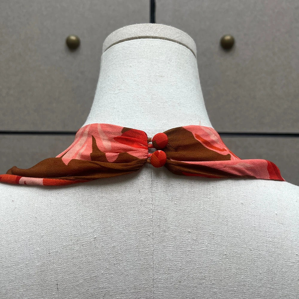 VILZSTUDIOS Floral Printed Backless Slim Fit Dress