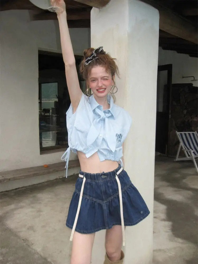 VILZSTUDIOS Spicy American Retro Denim Mini Skirts