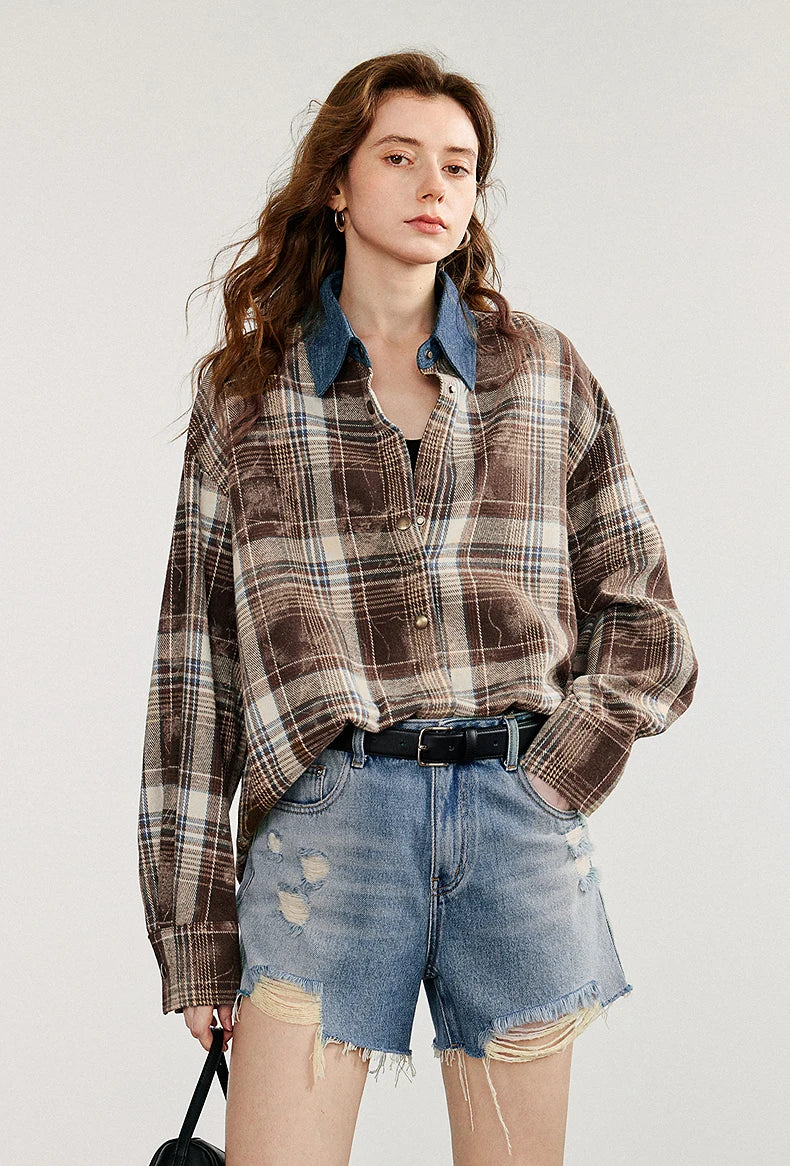 VILZSTUDIOS Retro Plaid Long Sleeve Shirt