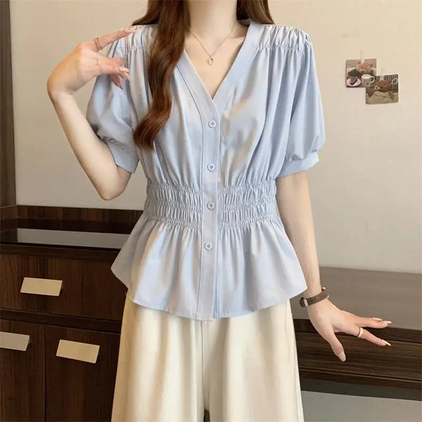 Oversized V-Neck Blouse